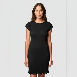 Madewell Black Ribbed Midi Dress